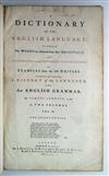 JOHNSON, SAMUEL. A Dictionary of the English Language . . . Second Edition. 2 vols. 1756